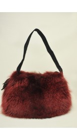 Raccoon fur handbag - red